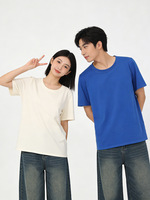 Kaos T-Shirt Lengan Pendek Kerah Rib Katun Combed 220g 100% Katun dengan Sablon Logo Custom untuk Pria Wanita Anak-anak