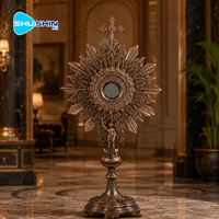 Statue d'ange en bronze coulé électrolytique patiné, monstrance, croix, décoration d'autel d'église, tabernacle religieux catholique pour la prière