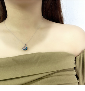 Vòng Cổ Bạc S925 Mặt Dây Chuyền Hình Thiên Nga Pha Lê Mắt Ngựa Áo Đơn Giản Phong Cách Instagram Thời Trang Cho Nữ Quà Tặng Giáng Sinh - Product Image 2