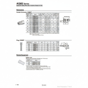 Raccords à touche unique en métal SMC Pneumatics KQB2F08-02 pièces pneumatiques - Product Image 1