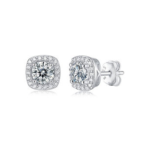 CANNER Moissanite S925 Silver <b>Earrings</b> <b>square</b> Surrounded Carat <b>Diamond</b> <b>Earrings</b> - Product Image 1