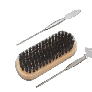 Wholesale 100% <b>Wooden</b> Boars Bristle <b>Hair</b> Beard <b>Brush</b> with Bamboo Handle Premium Combs for Beard & Mustache Care - Product Image 1