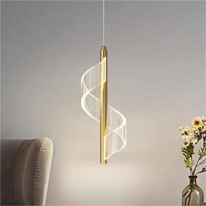 Mode exquisite S-förmige Esszimmer Kronleuchter romantische Gold Acryl Bar Treppen LED Pendel leuchte - Product Image 4