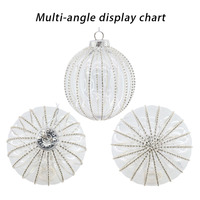 Boule de Noël à paillettes transparentes multi-tailles en gros, ornement suspendu, boule rayée pour arbre de Noël, décoration de fête familiale en intérieur