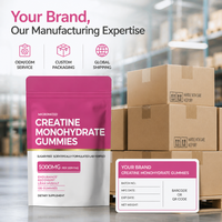 Gummies de Créatine Monohydrate en Gros pour Adultes 5000mg Micronisée Sans Sucre Fraise pour la Croissance Musculaire, l'Endurance et le Sport