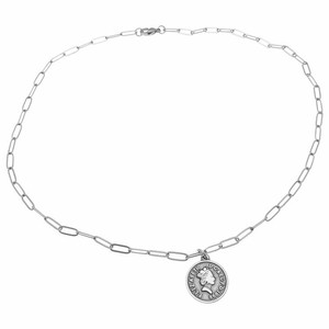 Collier pendentif en acier inoxydable avec pièce de monnaie ronde portant le portrait d'Elizabeth II, bijoux de mode - Product Image 4