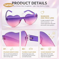 Lunettes de soleil sans monture en forme de cœur avec logo personnalisé YACHEN, couleur bonbon, lunettes de fête pour femmes et filles, lunettes de vue directes d'usine