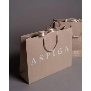 ASPIGA Eco-Friendly Reusable Kraft Paper Gift <b>Bag</b> Twisted Handles Hot Stamping Luxury Style Standard Flat <b>Bag</b> for Business - Product Image 2