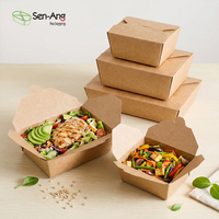Boîte d'emballage alimentaire en papier kraft biodégradable et compostable, vente en gros, logo personnalisé, conteneur jetable pour plats à emporter, écologique, Brésil