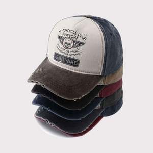 Casquettes de baseball en jean délavé vintage personnalisées en gros, casquettes de sport bicolores pour l'extérieur - Product Image 2