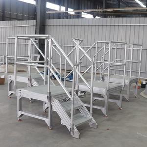 Aluminum Profile Mobile <b>Ladder</b> 500kg Load Capacity Fixed Height Multipurpose <b>Work</b> <b>Platform</b> Warehouse Use - Product Image 1