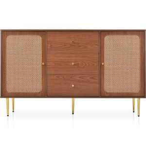 Table d'appoint moderne rétro en bois durable avec pieds en métal, montage facile, 1,5 m+, rangement pour salle à manger, salon, chambre à coucher - Product Image 1