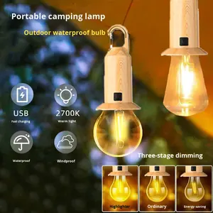 Lámpara <span class=keywords><strong>Solar</strong></span> Multifuncional para Camping con Filamento de Tungsteno, Portátil, Recargable, Impermeable y de Larga Duración - Product Image 2