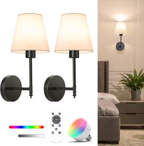 Lampada da Parete Moderna Nordica con Controllo Touch, Luce di Sfondo LED per Soggiorno, Paralume in Tessuto Colorato Dimmerabile - Product Image 4