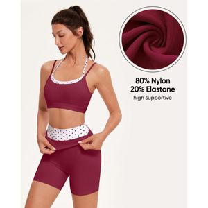 Workout Set For Women 2 Piece Sports Bra And Shorts High Waist Crop <b>Top</b> Gym Outfit <b>Sweat</b> Wicking Spandex Polyester Yoga Wear - Product Image 4