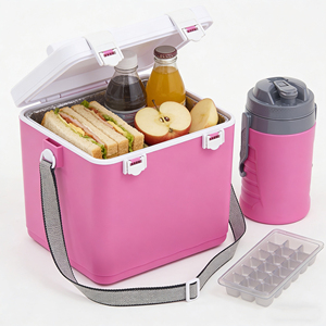 Glacière portable en plastique dur, mousse EPS, blanc et bleu, 10L+1.9L, glacière de camping, glacière de voyage, ensemble de glacière - Product Image 4
