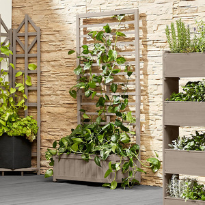 Jardinera Elevada Moderna con Certificación <span class=keywords><strong>FSC</strong></span>, <span class=keywords><strong>de</strong></span> <span class=keywords><strong>Madera</strong></span> <span class=keywords><strong>de</strong></span> Cedro, con Enrejado, Grande, para Exteriores, Color Gris Oscuro, para Jardinería Doméstica - Product Image 6