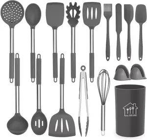 高品质17件厨房工具不锈钢厨具硅胶炊具烹饪用具套装