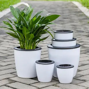 Automatically Absorb Water Green Dill Flower Pots Hydroponic Potted Plants Water Free Plastic Imitation Ceramic Pots for Plants