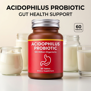 Comprimés de probiotiques Acidophilus OEM, 100 millions d'organismes, 60 comprimés, personnalisation de la formule, marque privée - Product Image 1