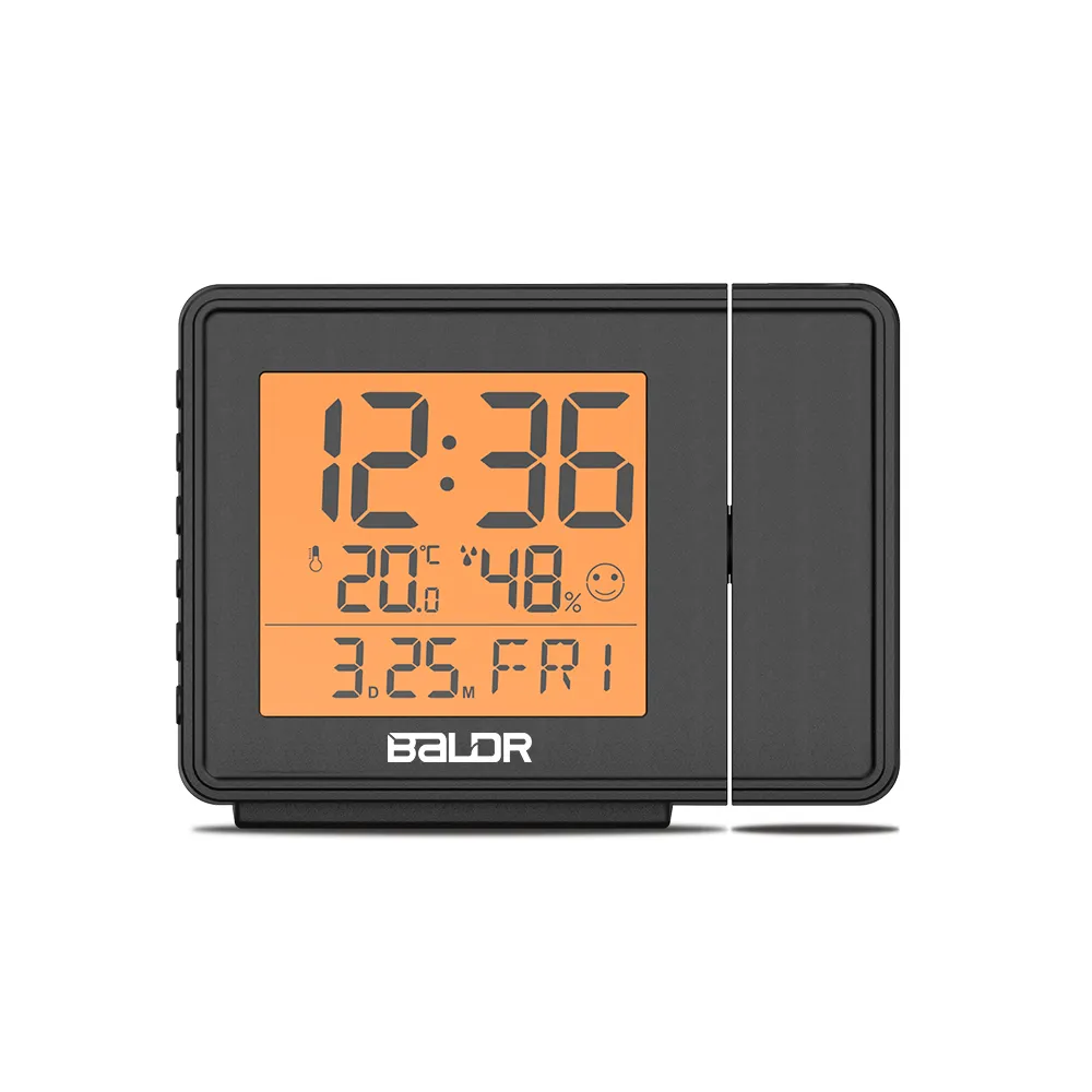 BALDR Indoor Radio Controlled Clock with Projection Alarm Clock Snooze and Backlight