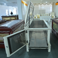 Exquisita Ataúd Funerario con Tallados Chinos, Ataúd Refrigerado de Madera Sólida de Alta Calidad para Servicios Funerarios