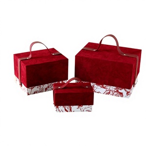 Cuero envuelto en terciopelo <span class=keywords><strong>rojo</strong></span> multifuncional, materiales reciclados ambientales de lujo, embalaje de dulces de Sushi, grabado personalizado - Product Image 3