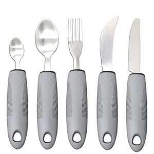 Juego de Utensilios de Cocina de 5 Piezas con Mangos Anchos Antideslizantes y Sin Peso para Personas con Temblores en las Manos, Artritis, Parkinson o Personas Mayores, Utensilios Adaptados - Product Image 1