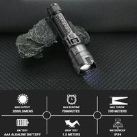 Linternas LED de Alta Potencia, Linterna Táctica Ultra Brillante, Lámpara con Carga USB, para Camping, Pesca, Defensa, con Zoom