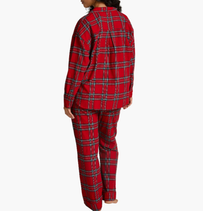 Conjunto de Pijamas de Algodón para Hombre y Mujer, Estilo Informal, a Cuadros Rojos, Holgado, Talla Grande, Mangas Largas, Ropa de Dormir para Parejas - Product Image 2