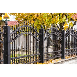 High Quality Outdoor Wrought Iron Fence And <strong>Gate</strong> Ornamental Steel Fence Popular Design Custom Aluminum Fence And <strong>Gate</strong> - Product Image 1