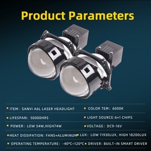 Factory Discount 3 Inch A6L Car Bi LED Laser Projector Lens Headlights 54w 74w 6000K Super Bright Auto Headlight for Car Motor - Product Image 6