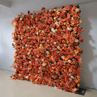 Mur de fleurs artificielles 3D en tissu, 8 pieds x 8 pieds, rouge, violet, blanc, avec plumes, pour décoration de mariage