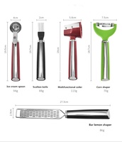 Multifunctionele Keuken Gadget Set Pp Tpr Handvat Bevat Maïsvormer Lente-Ui Mes Ijs Lepel Citroen Fruit Groentegereedschap