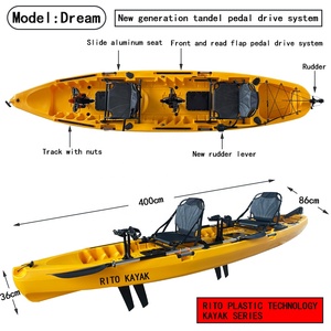 Vente en gros 14ft rotomoulé siège confortable bateau de sport kajak de pêche chine <span class=keywords><strong>kano</strong></span> plastique double kayak à pédales pour 2 personnes avec entraînement des ailerons - Product Image 2