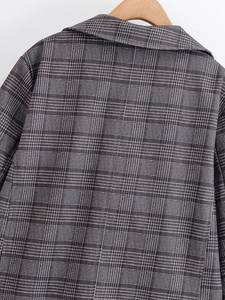 <span class=keywords><strong>Blazer</strong></span> a Cuadros Oversize Personalizado para Mujer, Primavera 2026 - Chaqueta Formal de Oficina Casual Retro con Doble Botonadura, OEM/ODM por Fábrica China - Product Image 5