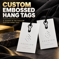 Étiquette suspendue personnalisée de luxe écologique pour vêtements, avec logo en relief ou débossé, taille, couleur et matériau personnalisés, cordon de serrage, étiquette en papier pour vêtements
