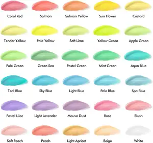 30 màu sắc 60ml/2oz chai độ nhớt cao không thấm nước sơn crafting vải gốm 40 gói pastel Acrylic sơn Bộ