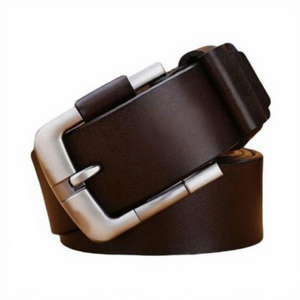 Ceintures vintage en cuir de vachette avec boucle carrée en acier personnalisée, pour hommes, écologiques, imperméables, résistantes, largeur 3,8 cm, longueur 138 cm, B.S - Product Image 1