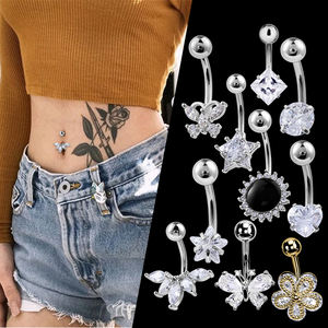 Bijou de <span class=keywords><strong>Ventre</strong></span> Acier Inoxydable <span class=keywords><strong>Piercing</strong></span> de Nombril Papillon Pendant Anneau de Nombril Bijoux Corporels - Product Image 2