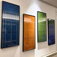Cadre de présentation pour raquette de tennis |   Construire |   Boîte à lumière / Art mural inspiré de l'US Open avec lumières