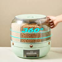 Vente chaude Distributeur de nourriture rotatif de cuisine en plastique ABS de 80L+ de capacité à 6 compartiments Boîte de rangement pliable pour riz céréales grains