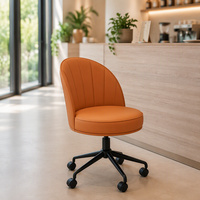 Chaise de bar JOHOOFURNITURE en cuir PU orange, cannelée, réglable en hauteur, pour bureau, fabriquée en Chine, tabouret de bar pour pub
