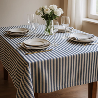 Nappe tissée rayée en gros, ronde et rectangulaire, pour mariage, banquet, décoration de table à domicile