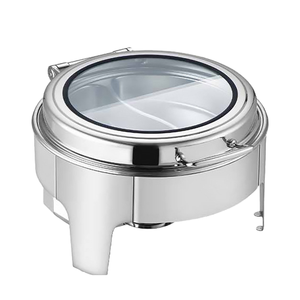 Plat de service rond classique en acier inoxydable argenté pour buffet, réception de mariage, restauration, restaurant, hôtel - Product Image 1