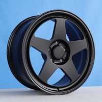 Rines de Aleación Forjados Personalizados en Negro Mate de 5 Brazos con Diseño Cóncavo para Camionetas, SUV, Wrangler, Tacoma, GMC