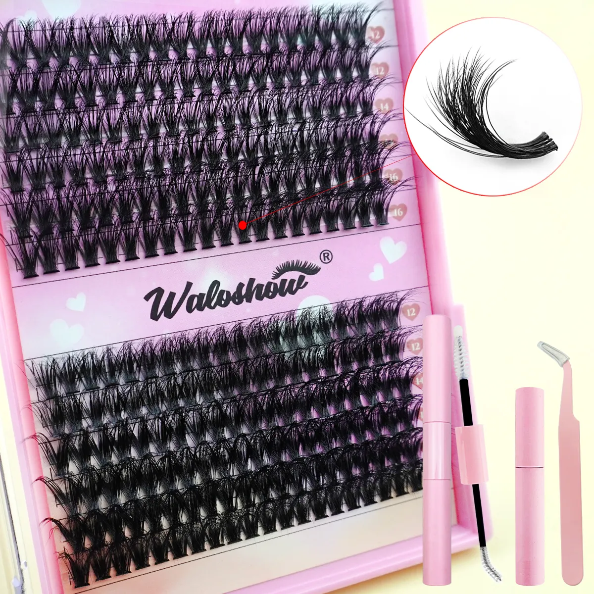 Wholesale individual lash clusters eyelash extention 3d fluffy faux mink diy lash extension kit Pre-cut segment cluster lashes