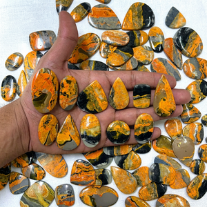 Cabochon de Jaspe Abeille Naturel, Pierre Précieuse Libre de Haute Qualité, Forme Ovale Poire, Polie, pour la Fabrication de Bijoux - Product Image 3