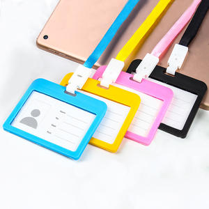 Penutup kartu bisnis PU tahan aus multi-fungsi pemegang tag nama pameran dagang casing ID hadiah promosi dengan tali leher panjang - Product Image 6