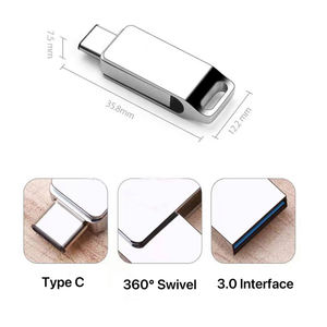 Clé USB C pivotante populaire, mini, rotative, 2.0 et 3.0, clé USB de type C, clé USB flash, accessoire pour téléphone portable de type C - Product Image 4